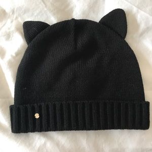 Kate spade black wool cat ear beanie